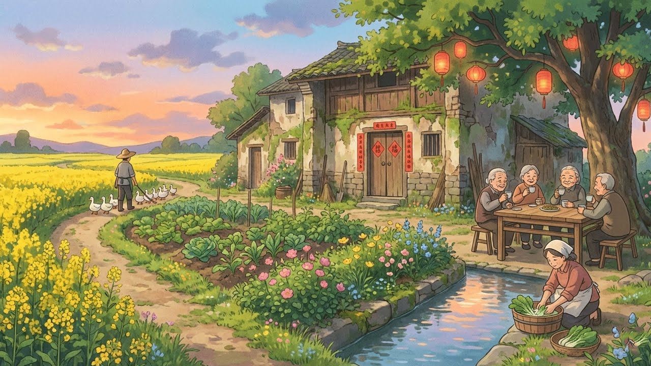 A Peaceful Family life in countryside | Simple Country Cooking - Ghibli Style Video