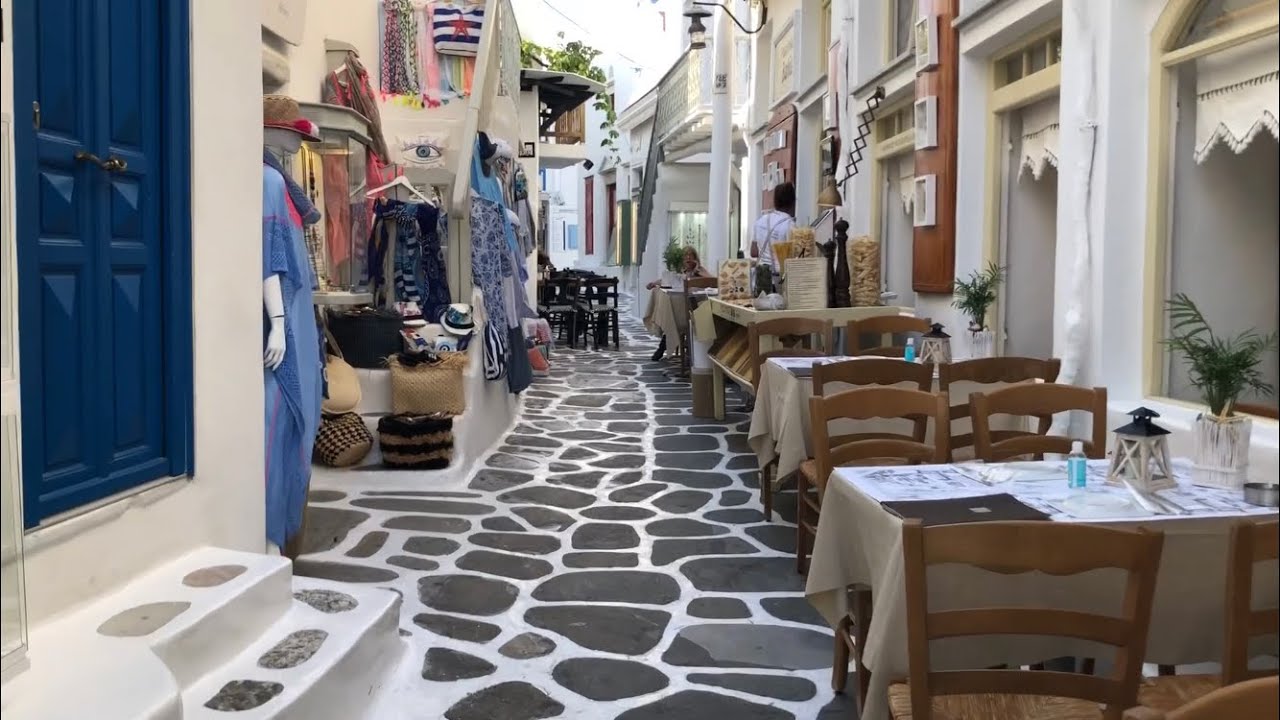 JULY 2020 - Mykonos (Greece) Walk in the City Center during Daytime