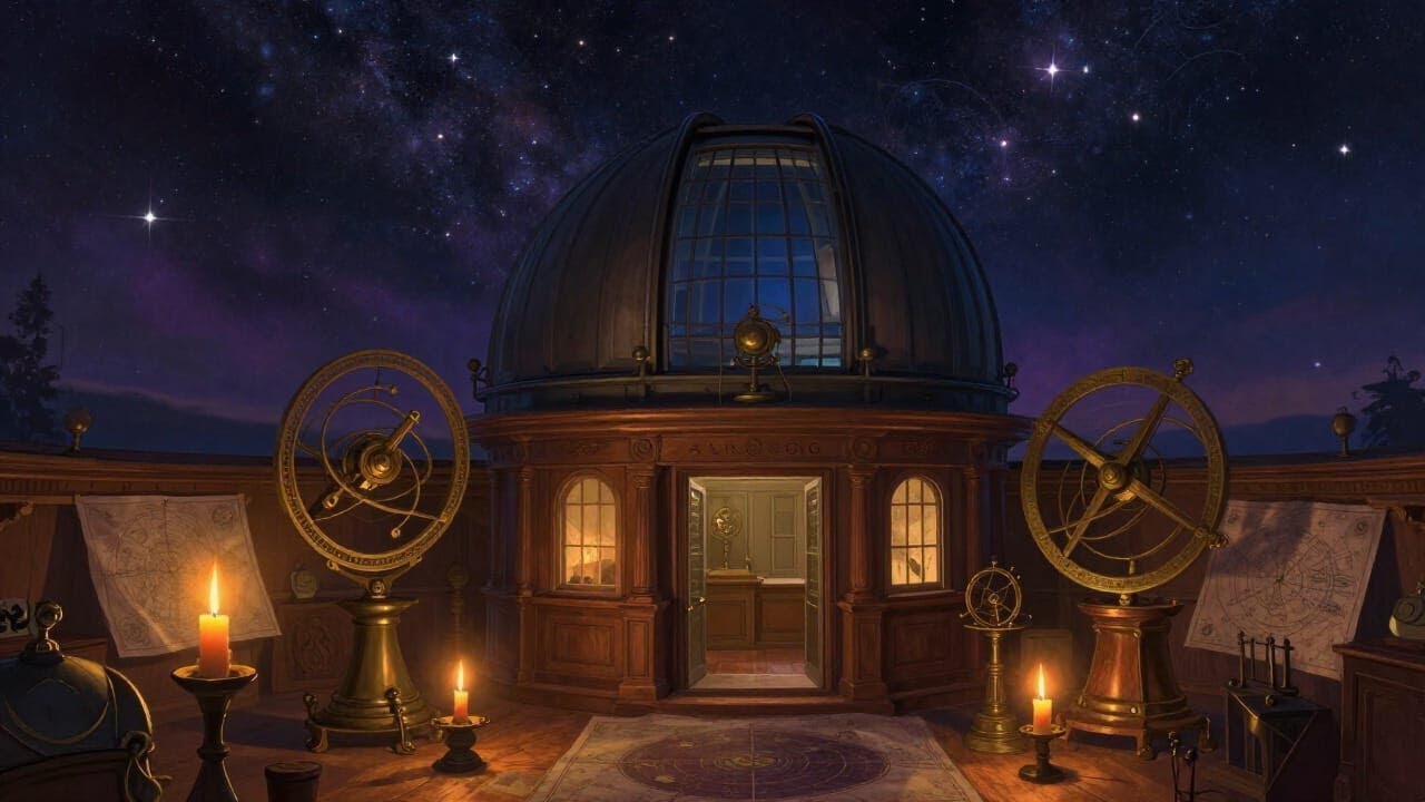 Starlit Observatory with Candlelight | Night Sky Ambience & Soft Music | 1 Hour