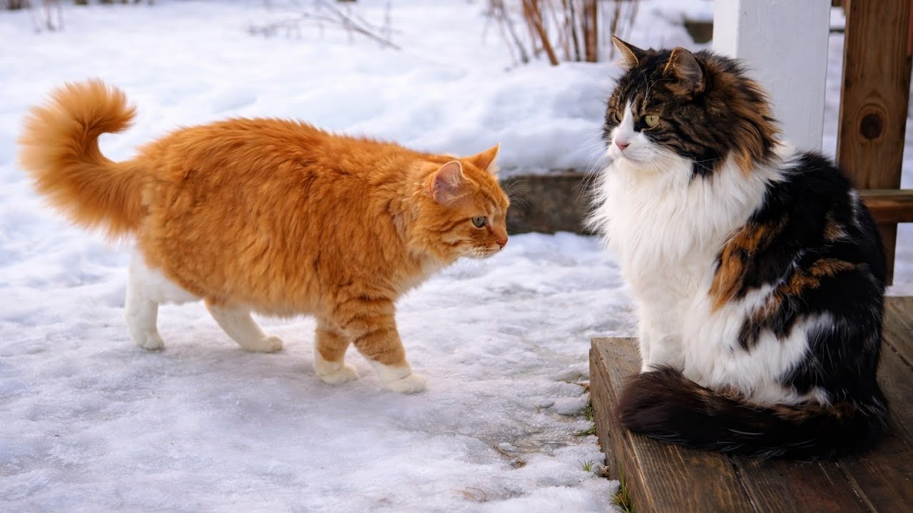 A Quiet Snowy Encounter🐱 | Jan the Orange Cat 🐾