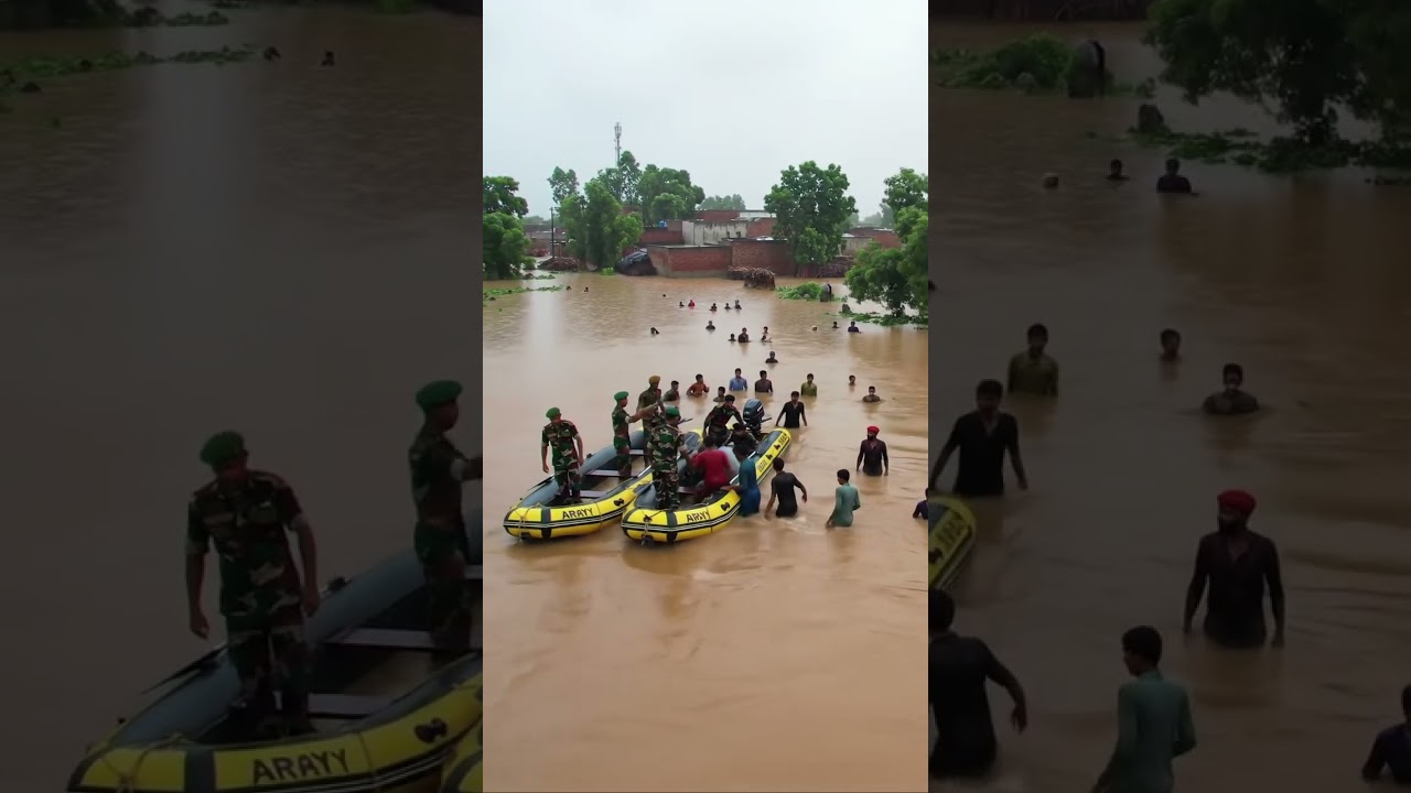 Pakistan village peoples Flood in Rain Army Rescue 😭😭😭