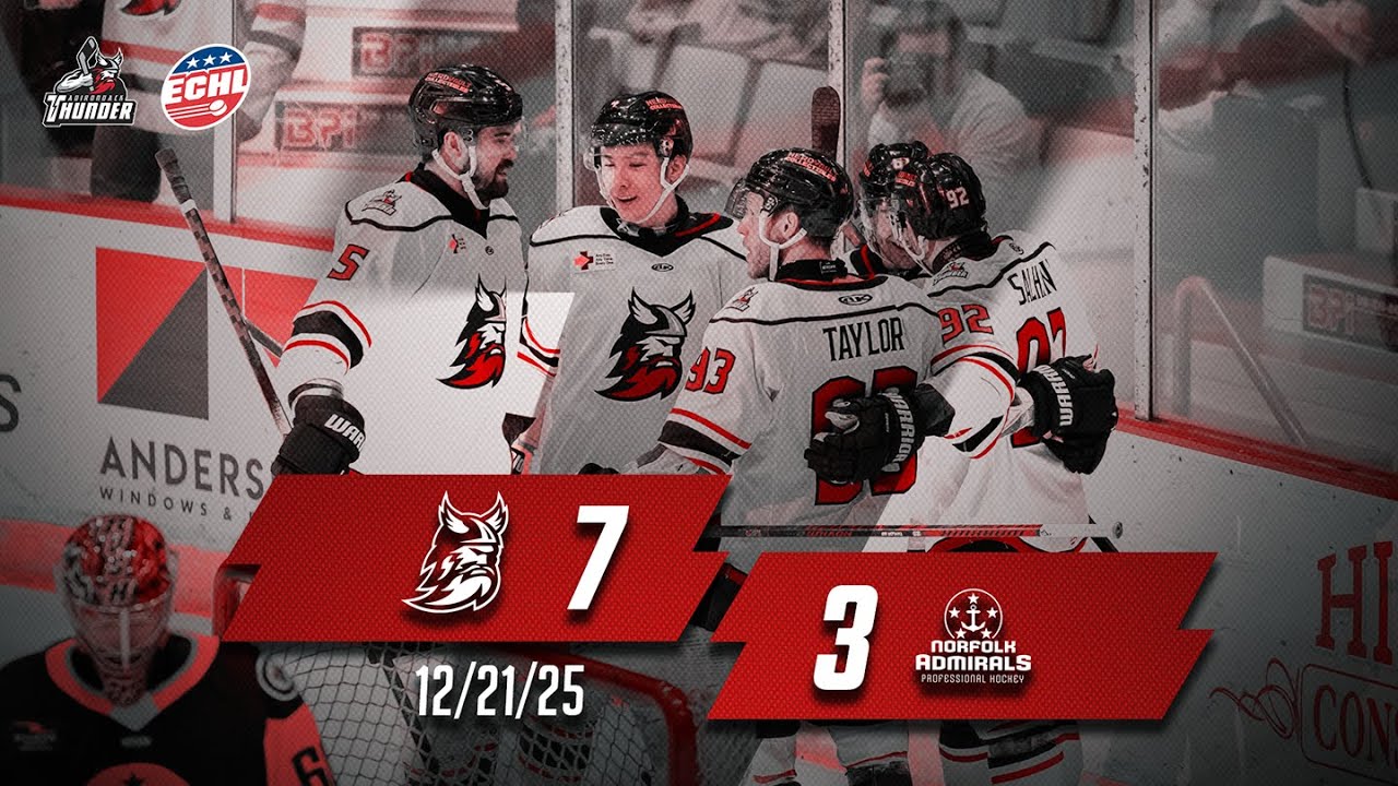 12/21/25 Highlights Norfolk Admirals 3 - Adirondack Thunder 7