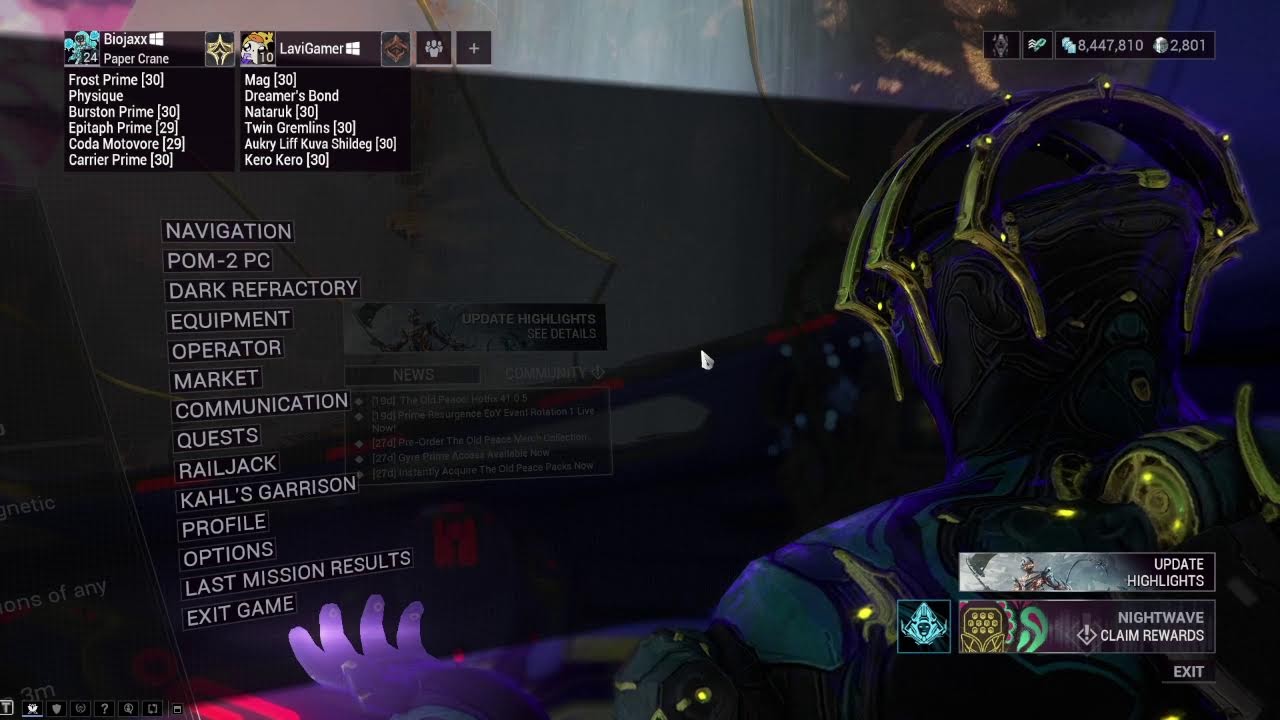 Warframe, Farming Sisters