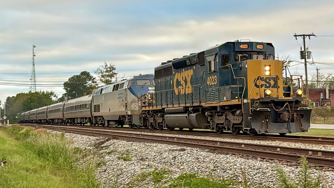 CSX SD40-3 Leads Amtrak 90 at 70MPH Through Battleboro, NC