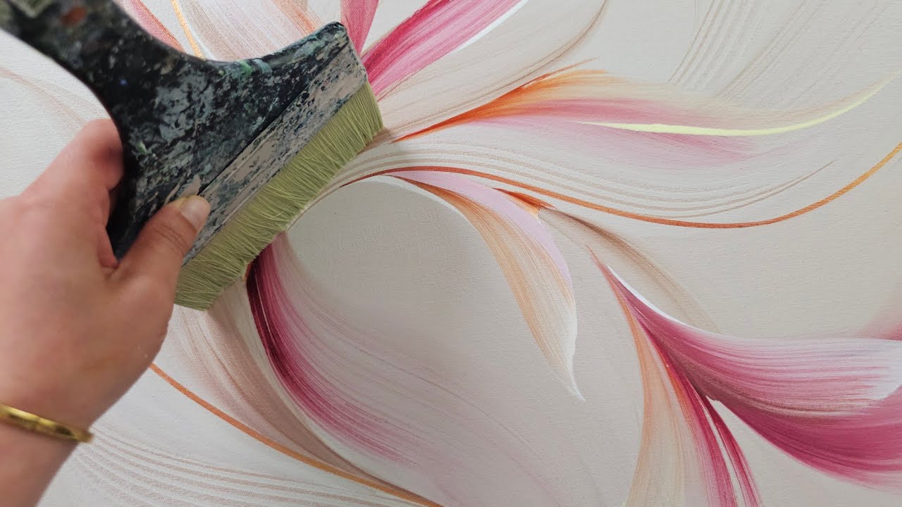 WOW💕 Dynamic & Elegant Floral Painting / Neutrals & pinks
