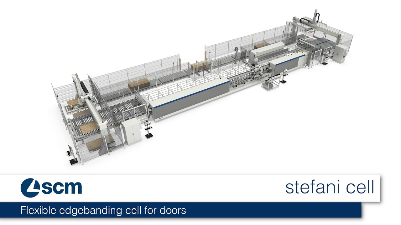 scm stefani cell - flexible squaring-edgebanding cell for door processing - Batch One production