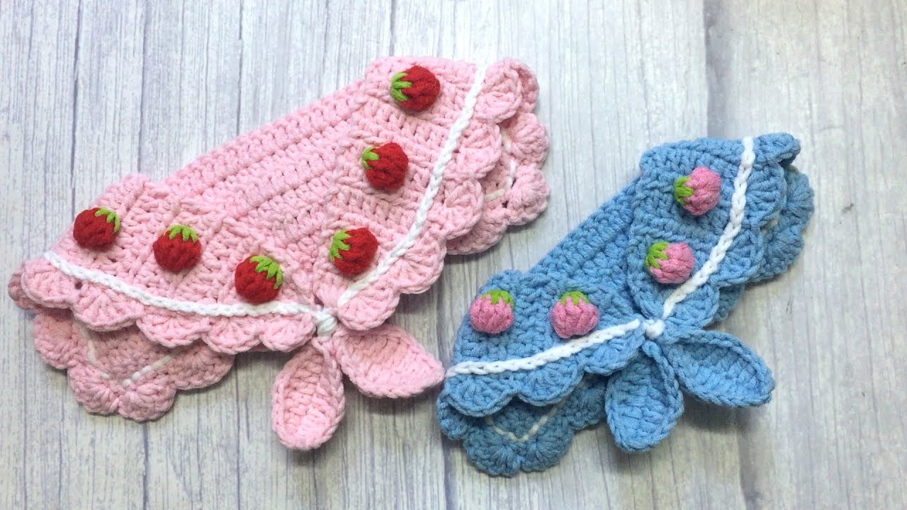 #87 navy collar for pet cute bow pet collar crochet tutorial