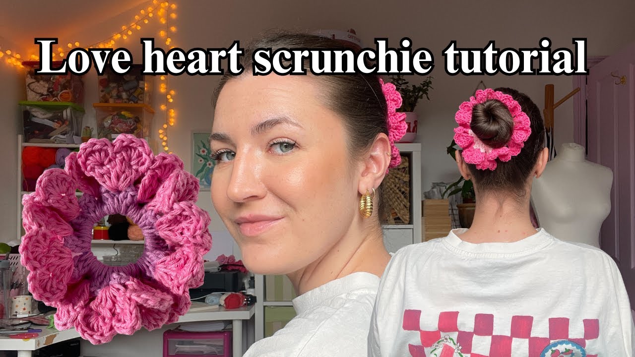 Love heart scrunchie crochet tutorial!