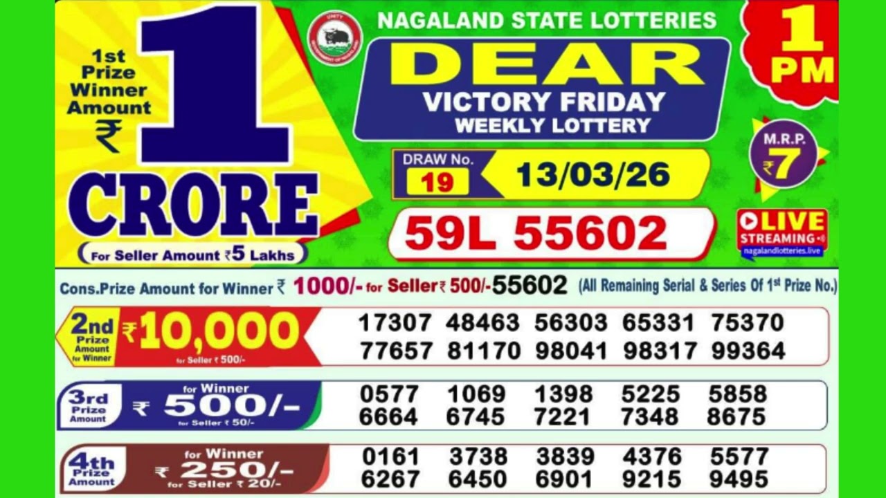 DEAR VICTORY FRIDAY WEEKLY LOTTERY TODAY RESULT 1 PM 13/03/26#latest lottery result
