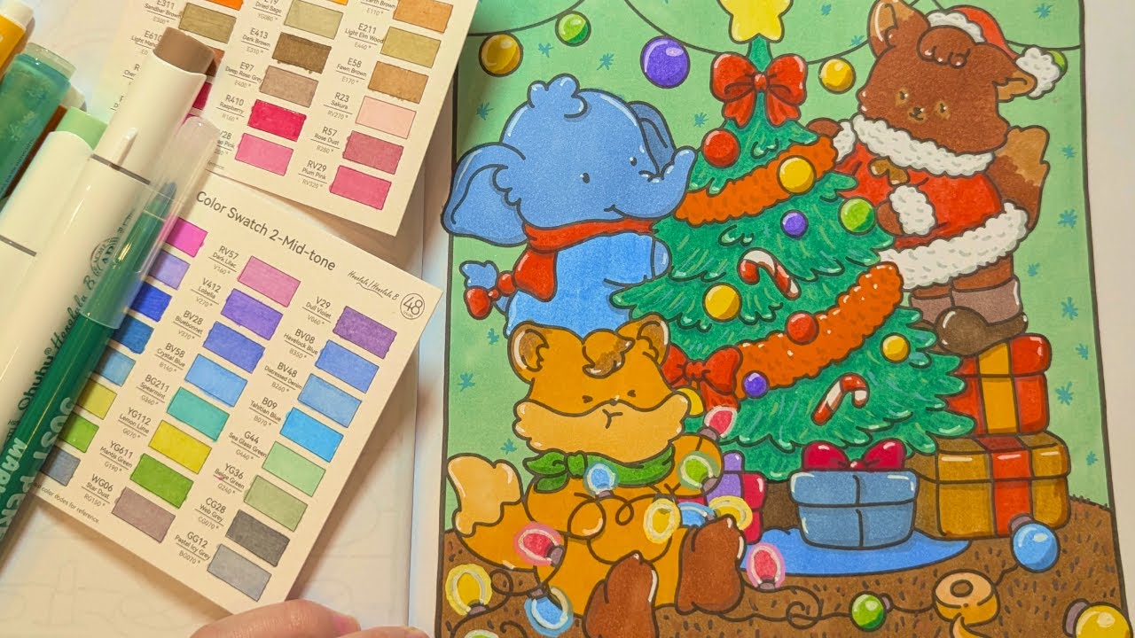 Christmas Coloring ASMR🎅 | Coco Wyo with Ohuhu Markers🌈
