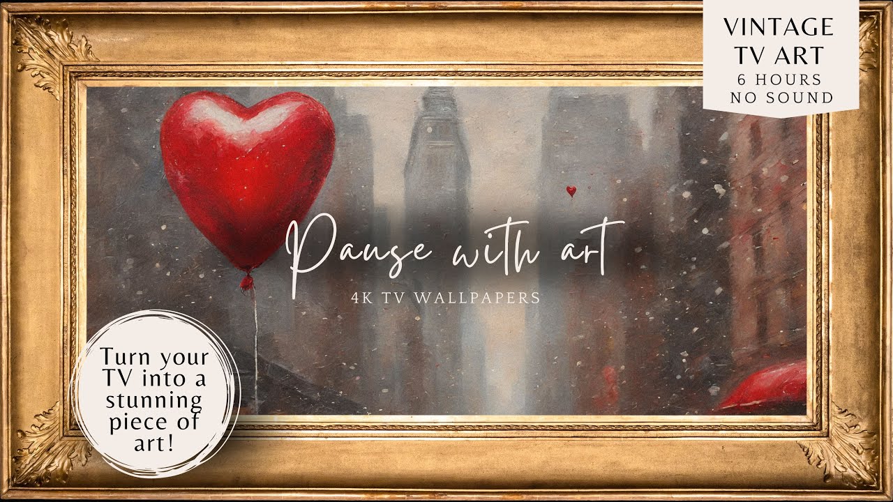 Vintage Frame TV Art Valentine’s Day | Red Heart New York City | Romantic 4k Frame TV Art | Celebrat