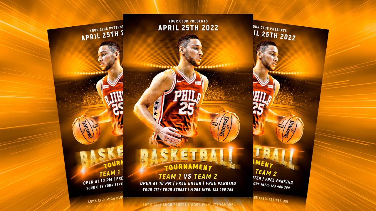 How to Create Professional Basketball Sport Flyer Design | Photoshop Tutorial