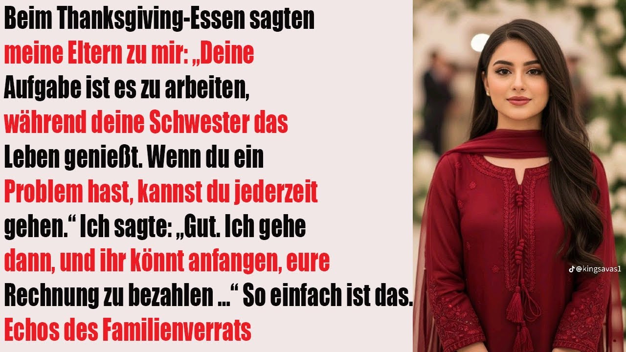 Beim Abendessen sagten meine Eltern: „Du arbeitest, deine Schwester genießt – geh doch!“