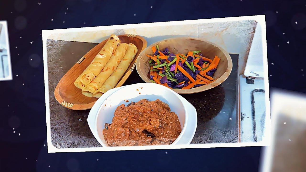 Gluten free chapati, aurbegine stew and carrot-french bean-red cabbage salad.