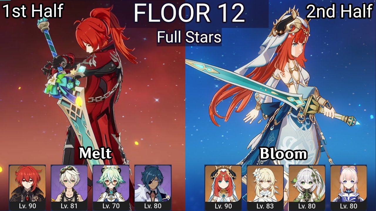 (First Clear) Diluc Melt + Nilou Bloom | 3.5 Spiral Abyss Floor 12 9 Stars | Genshin Impact