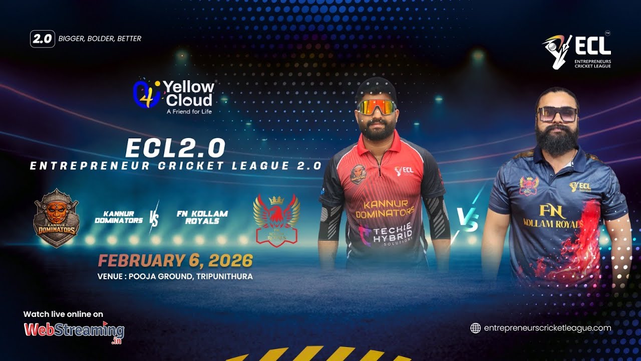 KANNUR DOMINATORS vs FN KOLLAM ROYALS || Yellow Cloud Presents Entrepreneurs CricketLeague2.0