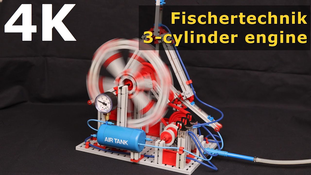Fischertechnik 3-cylinder pneumatic engine / compressed air engine