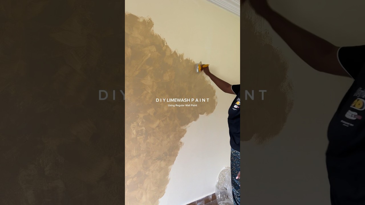 EASY #diy LIMEWASH WALL USING REGULAR WALL PAINT #limewash #limewashwall #shorts_video