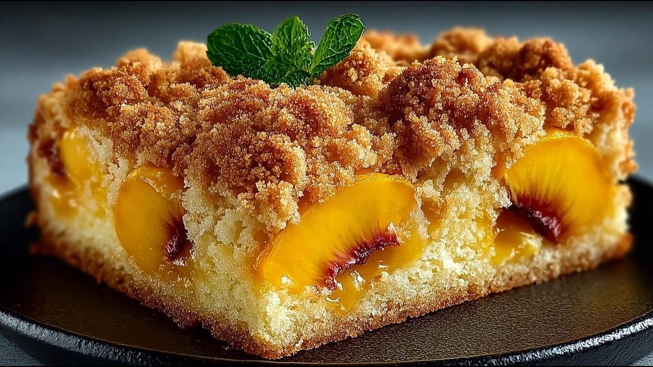 Персиковый пирог за 10 минут. Я пеку его дважды в неделю 🍰🍑