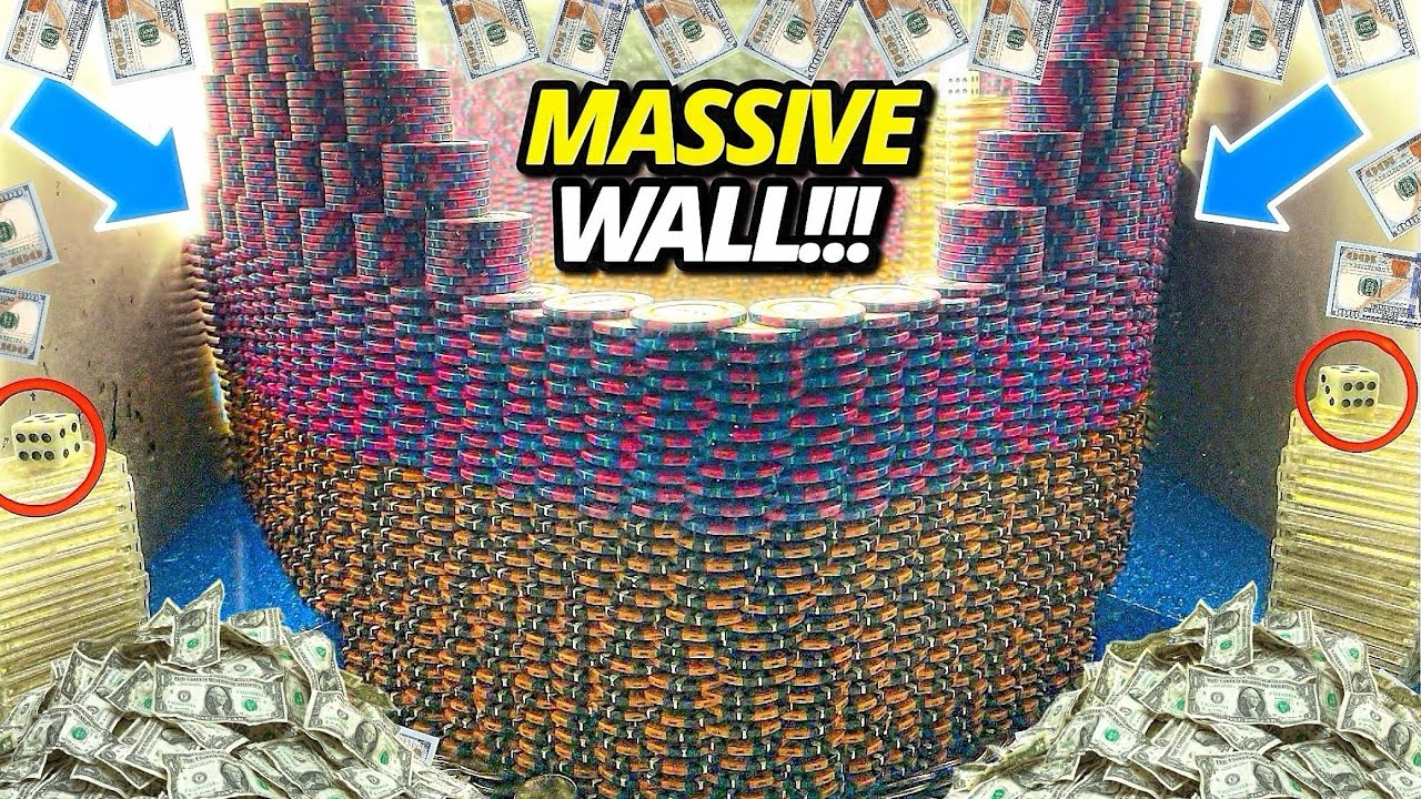 *NEW* WORLD’S “BIGGEST” WALL OF POKER CHIPS CRASH! HIGH RISK COIN PUSHER $10,000,000 BUY IN!