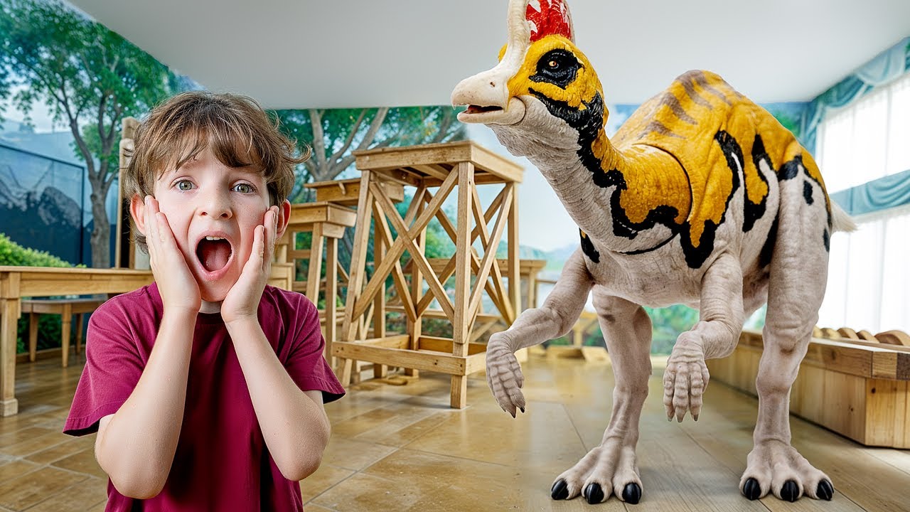 Alex's toy dinosaur came to life! - Giant Dino Story for Kids