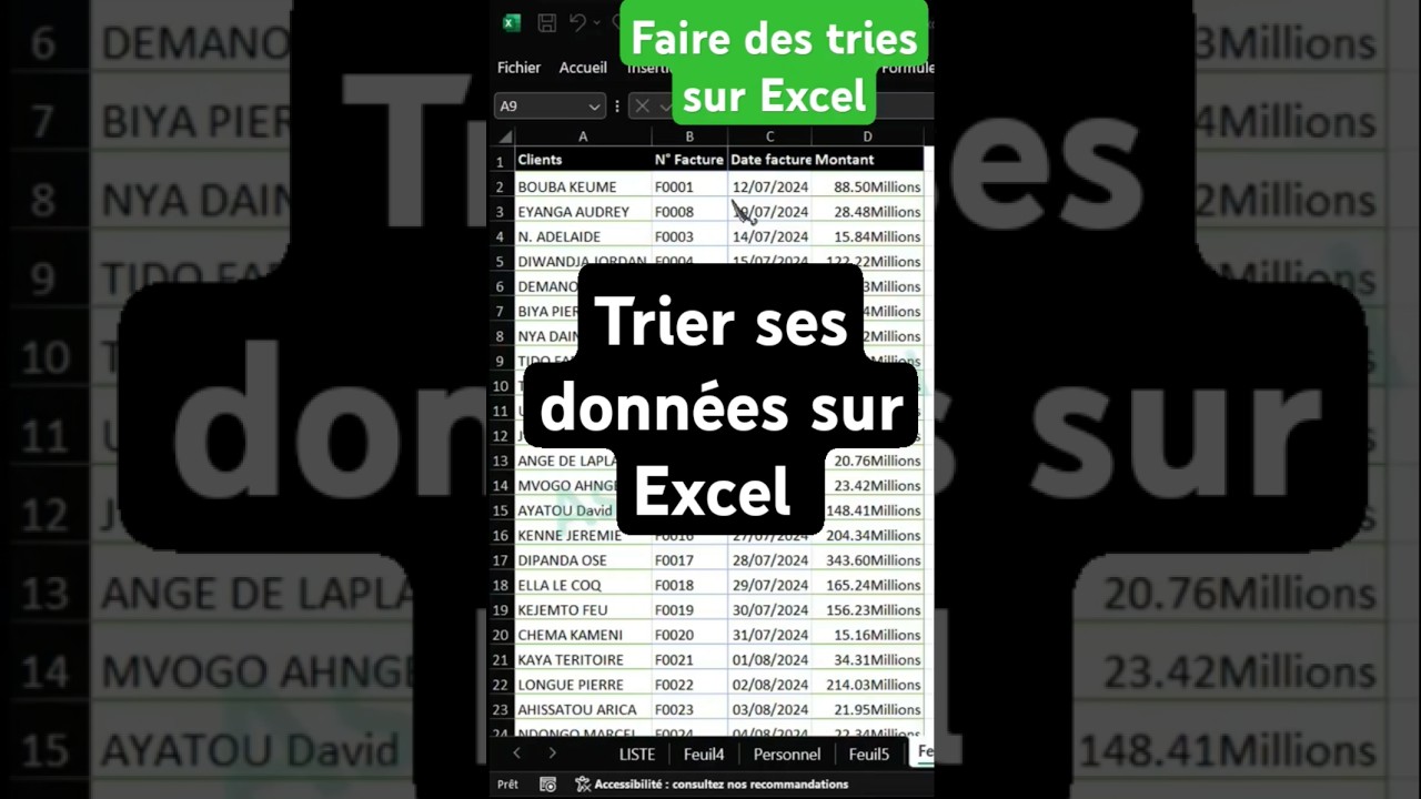 Excel: Comment trier par ordre alphab&eacute;tique (et gagner du temps !) #astuceexcel #exceltips #excel