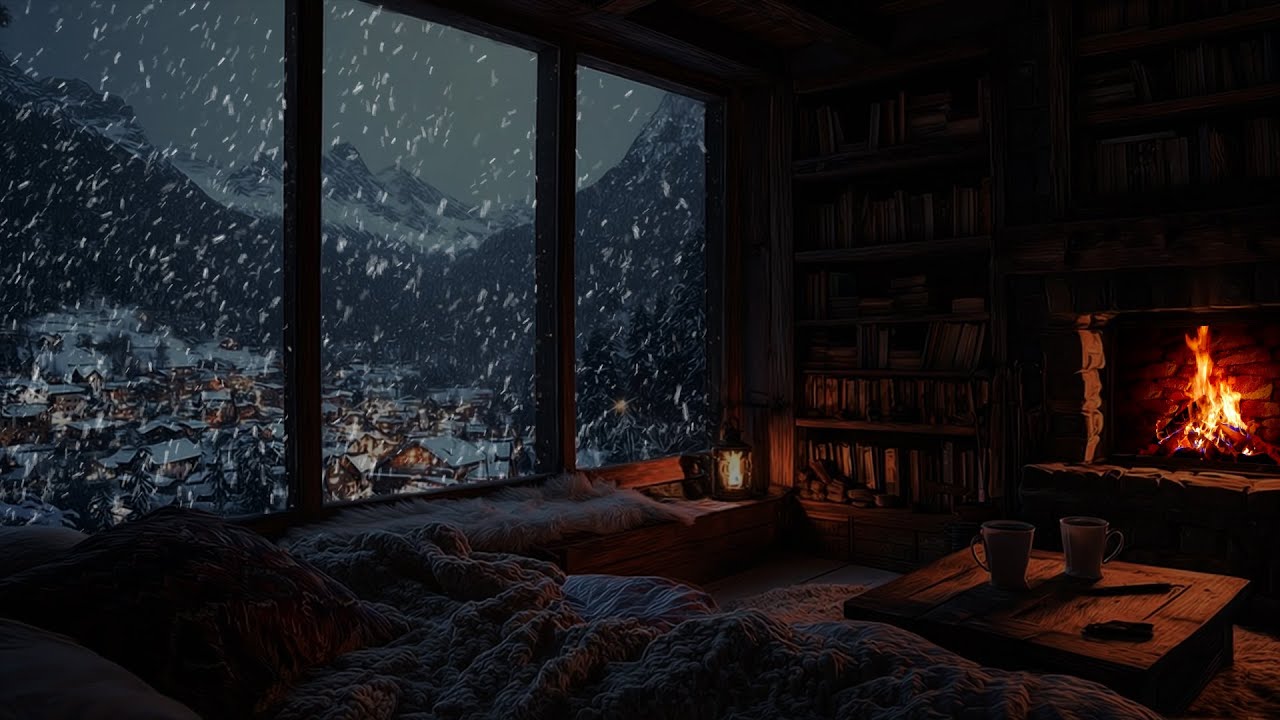 Gentle Snow Outside, Firelight Within ❄️ A Winter Night Soundscape for Rest