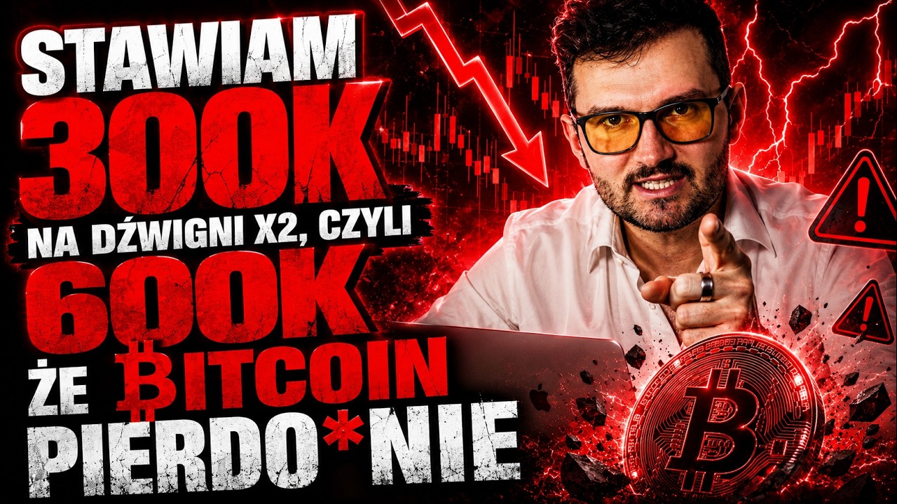 Stawiam 300k na dźwigni x2, czyli 600k, że Bitcoin Pierdo*nie. Lada moment koniec...