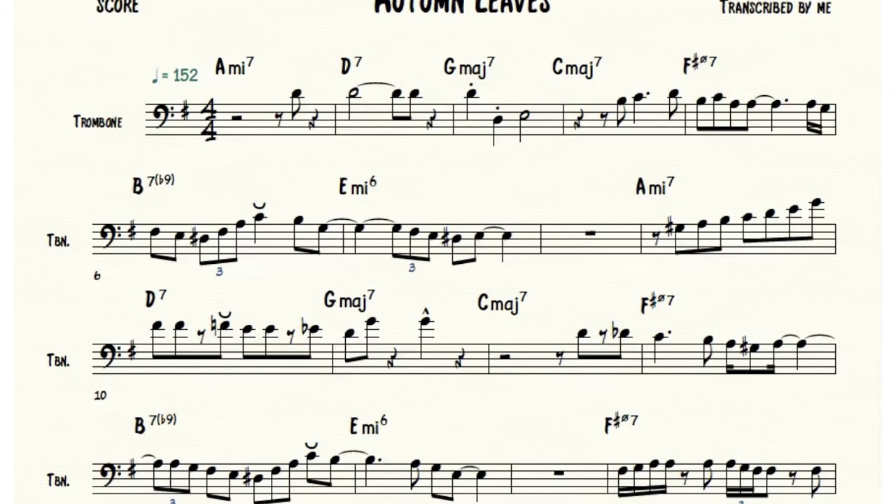 Autumn Leaves - Curtis Fuller Transcription