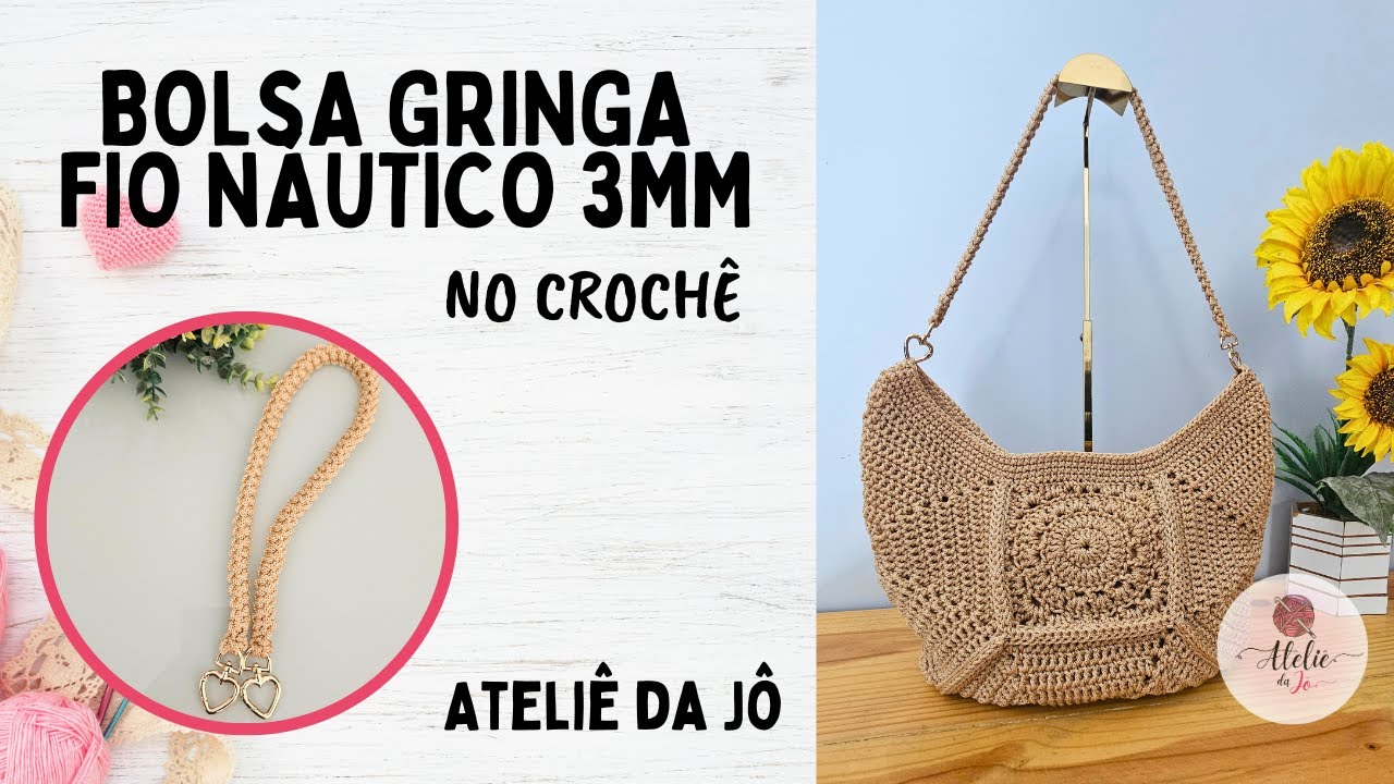 Bolsa Gringa de Crochê no fio náutico 3mm - Passo a passo