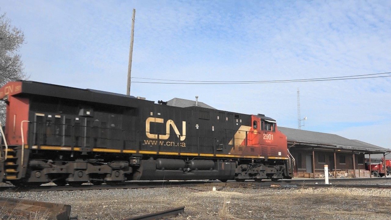 CN 2901 Leads a Freight, Gilman, IL 2/16/26
