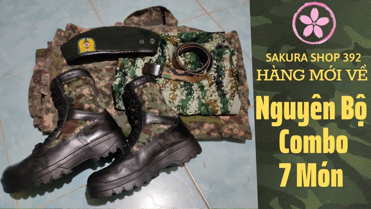 Trọn bộ Quần áo lính Hàn Quốc - Giày  Boot - Mũ nồi Beret - Thắt lưng - Áo Khoác @SakuraShop392