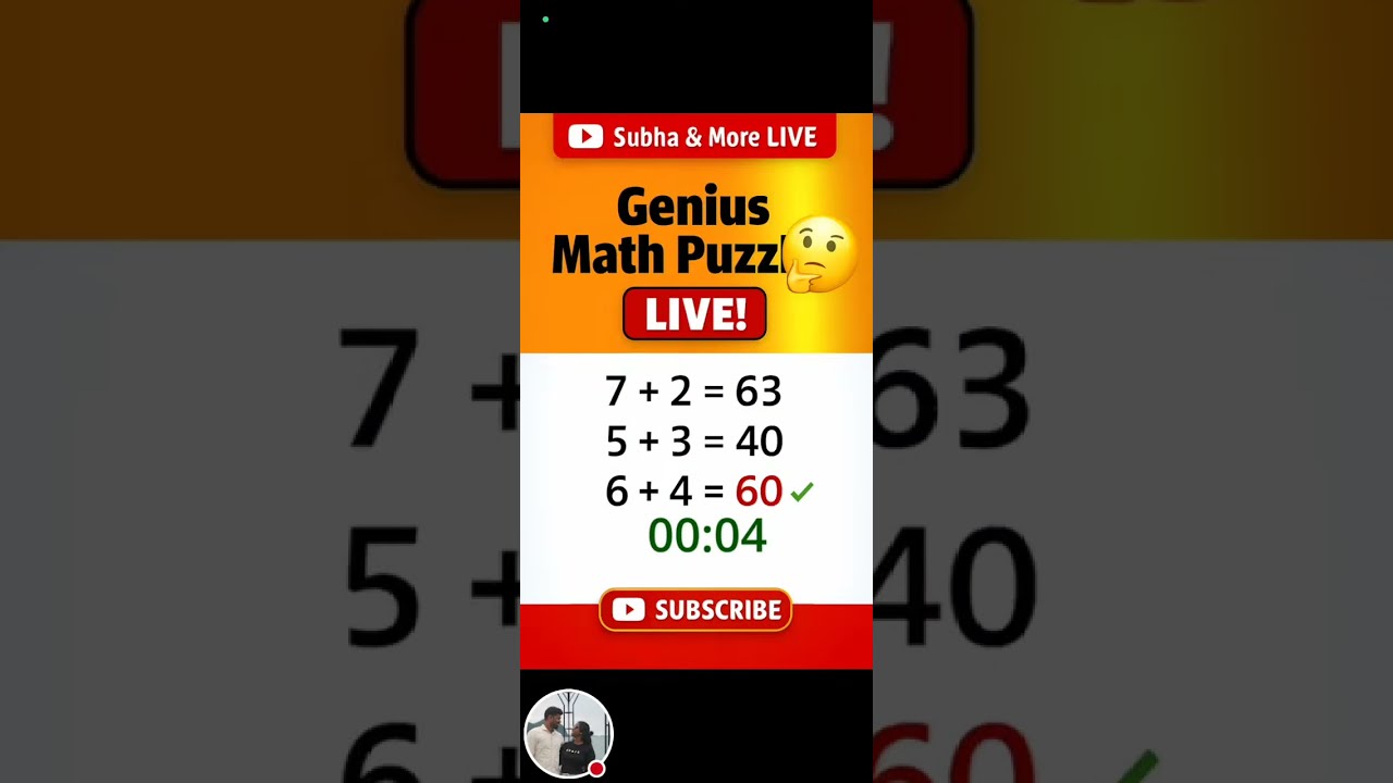 🧠Tricky Math Puzzle Live | Brain Test & IQ Challenge | Subha and More is live