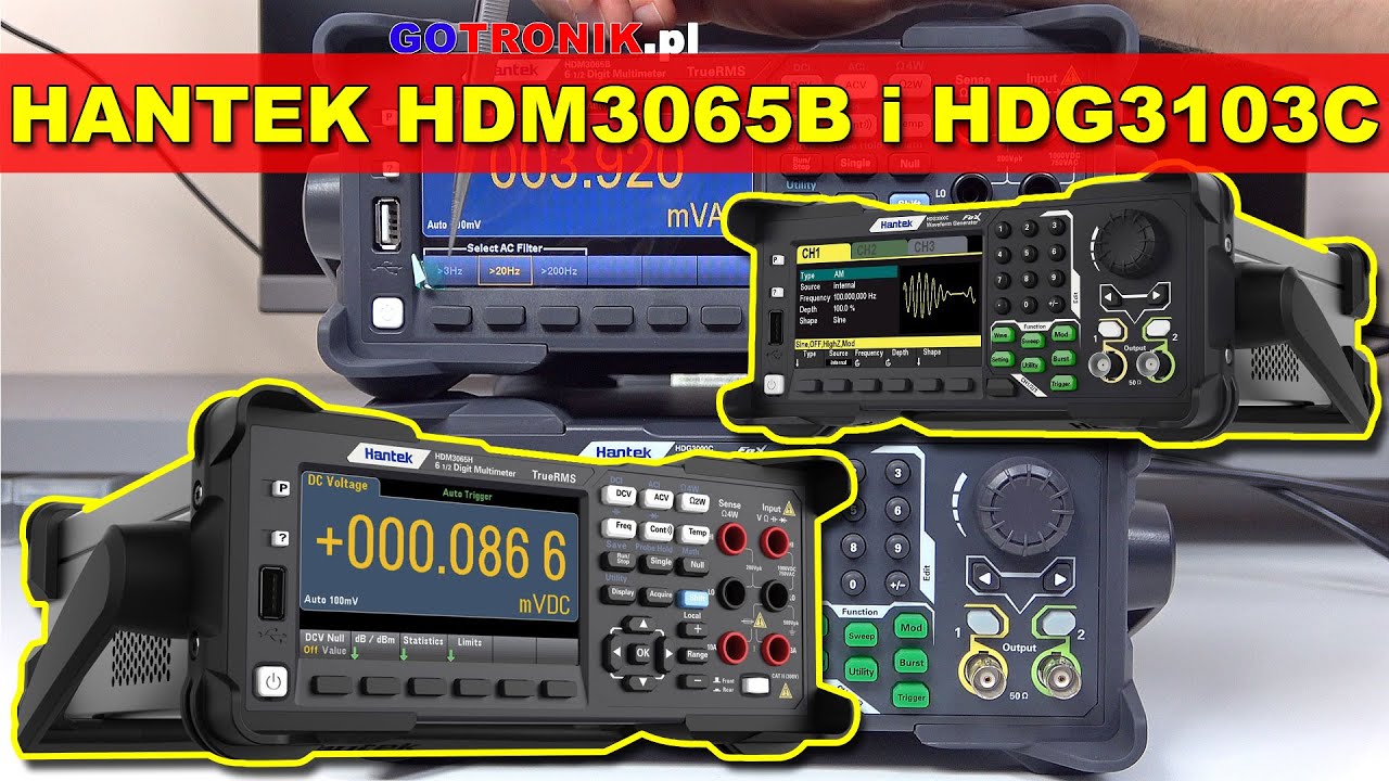 Hantek HDM3065B i HDG3000C sprzęt pomiarowy multimetr laboratoryjny i generator funkcyjny