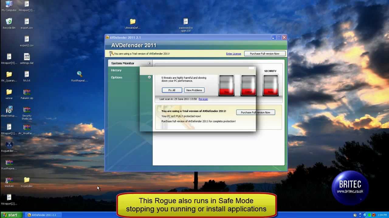 How to Remove Rogue AV Defender 2011 by Britec