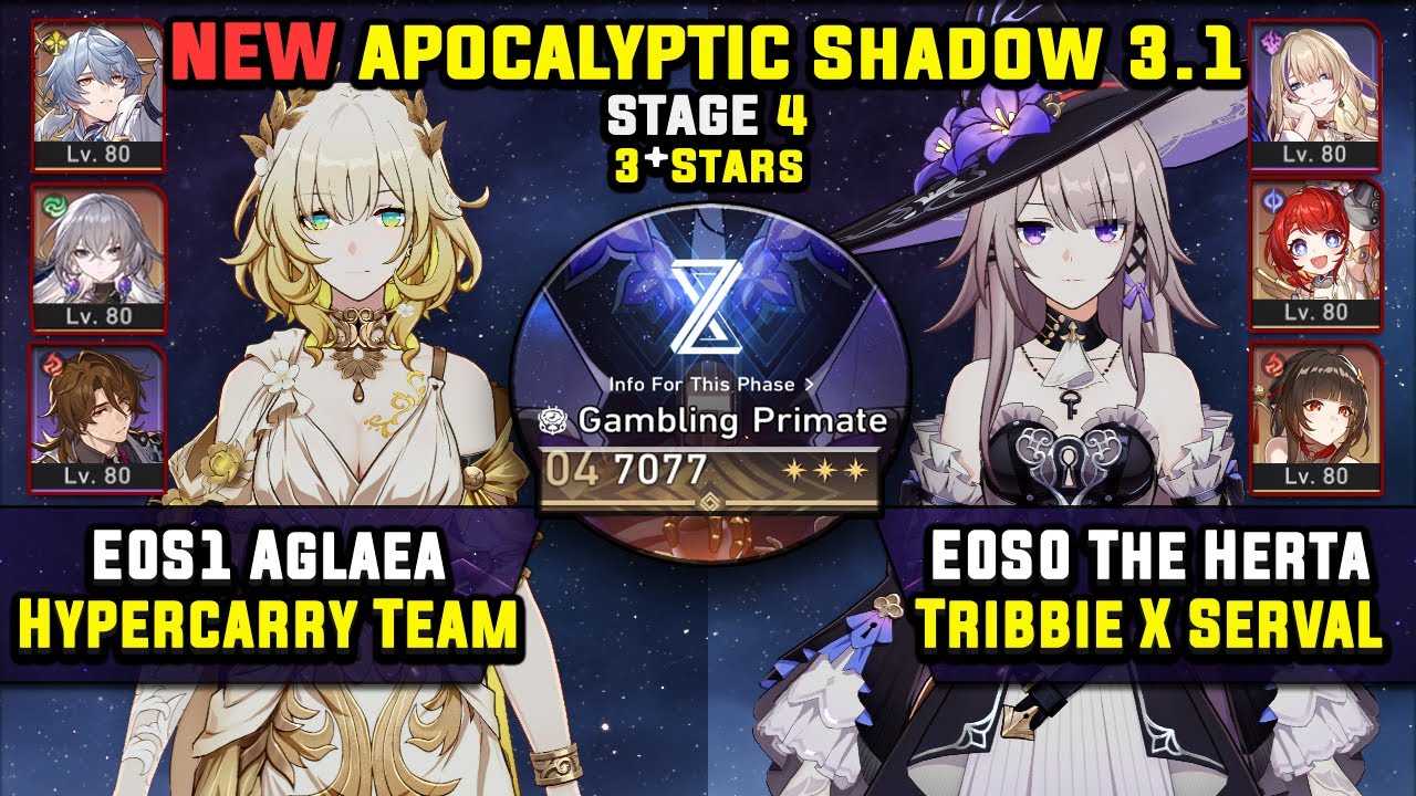 E0 Aglaea Carry & E0 The Herta Carry W/ Tribbie (3 Stars) Apocalyptic Shadow 4 Honkai Star Rail 3.1