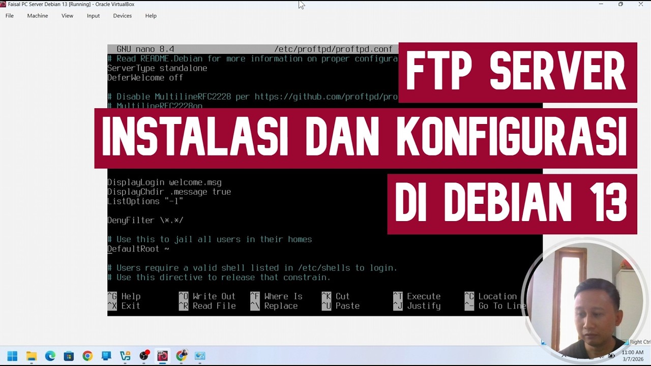 Debian 13: Install & Konfigurasi FTP Server ProFTPD (VirtualBox)