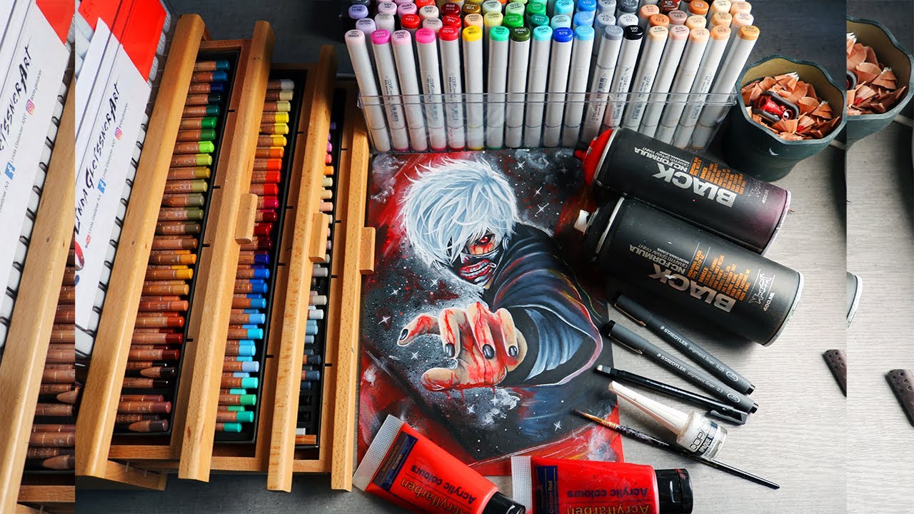 TOKYO GHOUL: Ken Kaneki Fanart1 Copic Marker & colored pencil (speed drawing)