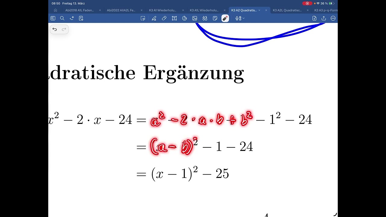 K3 A2 Quadratisches Ergänzen