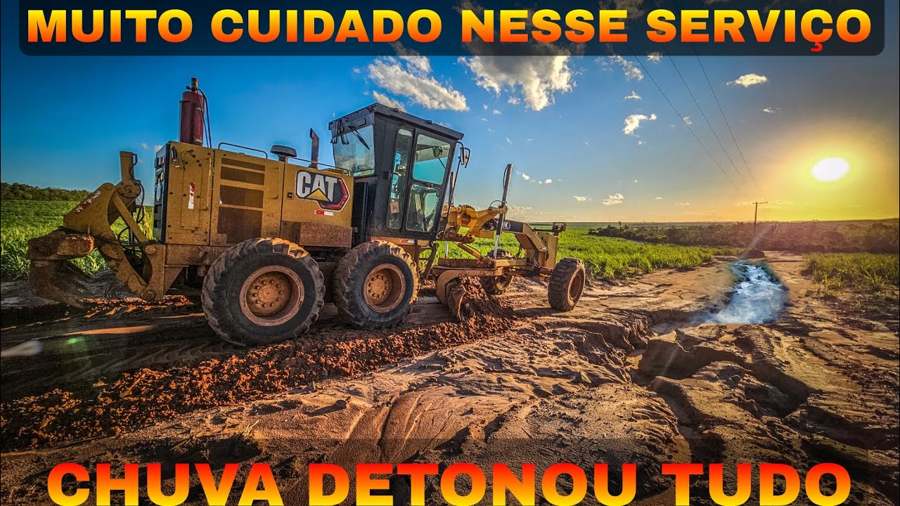 PERIGO TAMPANDO EROSÃO DA CHUVA PATROL 140K CATERPILLAR