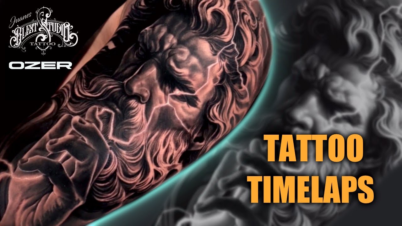 COMO HACER TATUAJE REALISTA tatuaje realismo TIMELAPSE tutorial/ TATTOO REALISTIC ZEUS