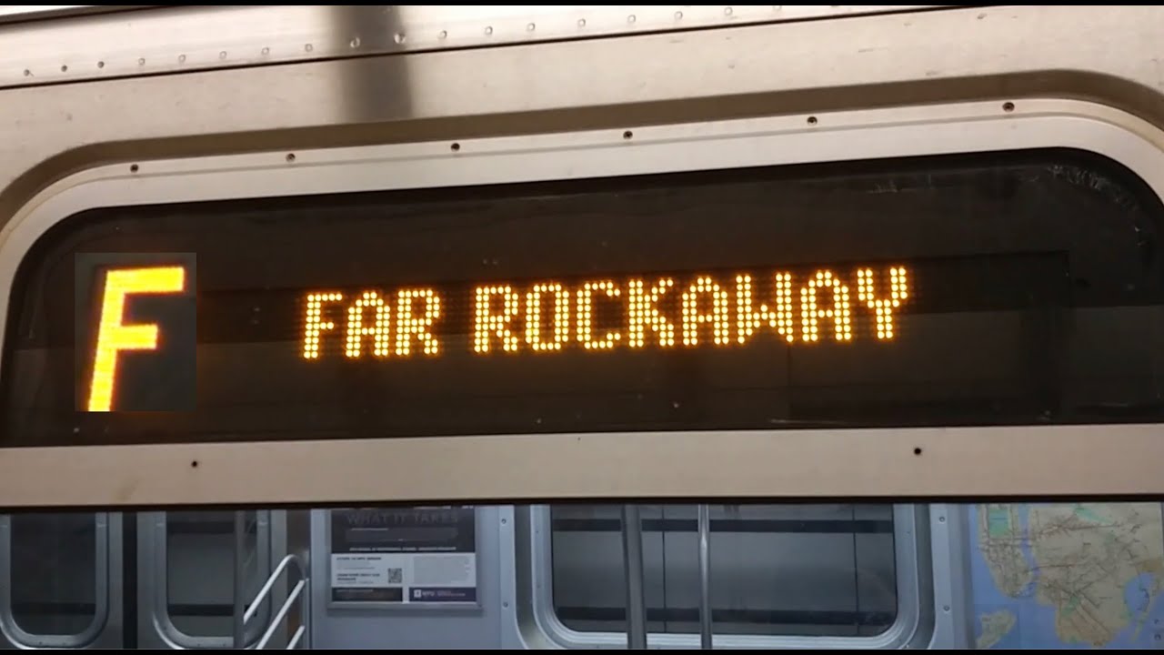F train announcements to far rockaway via Fulton exp