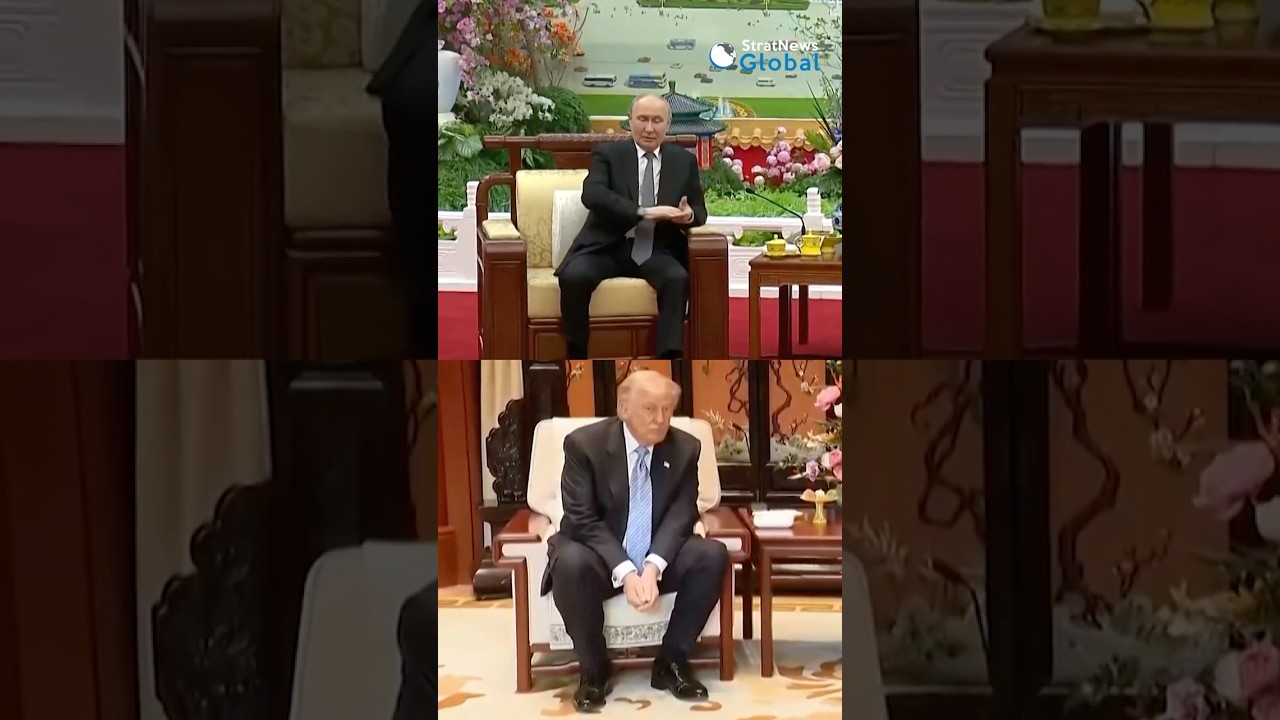 Side-by-side views of China's Xi hosting Trump, Putin in Beijing | #shorts #china #putin #russia