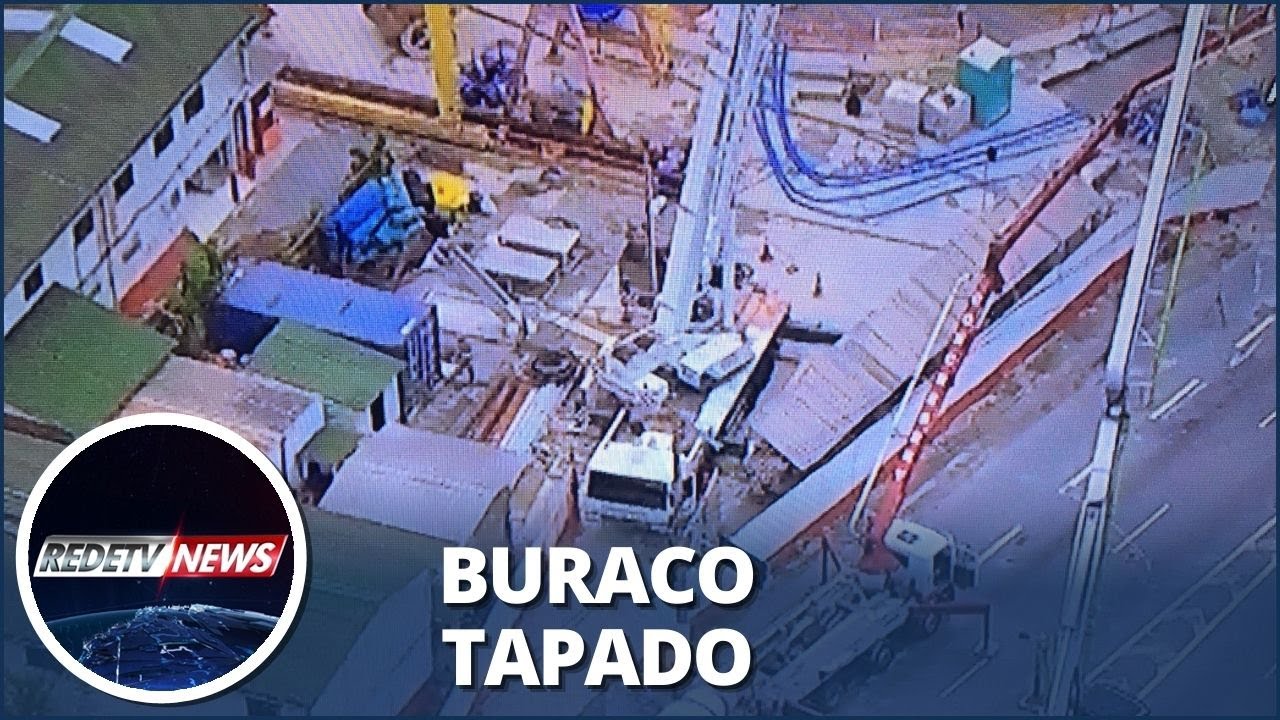 Parte do trabalho de concretagem da cratera na Marginal Tietê é concluída