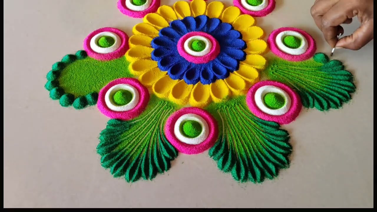 Big rangoli design for Diwali 2025. Big rangoli. diwali rangoli design. Multicolour rangoli. 