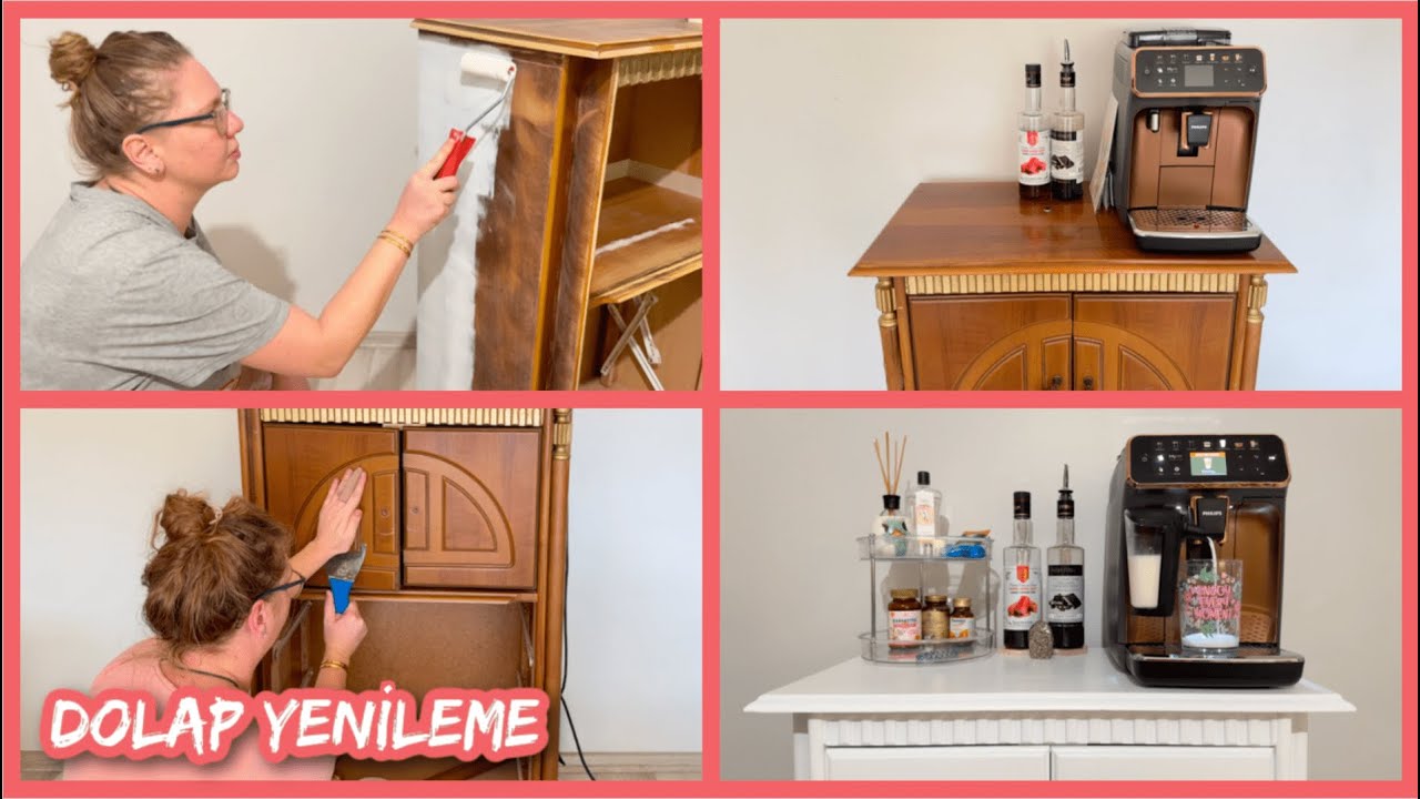 Kahve Köşesi ☕️ Eski Dolap Yenileme  🛠️ Kendin Yap & Dönüştür 💪🏻 Yeni Buzdolabı 🧊❄️ #Part1