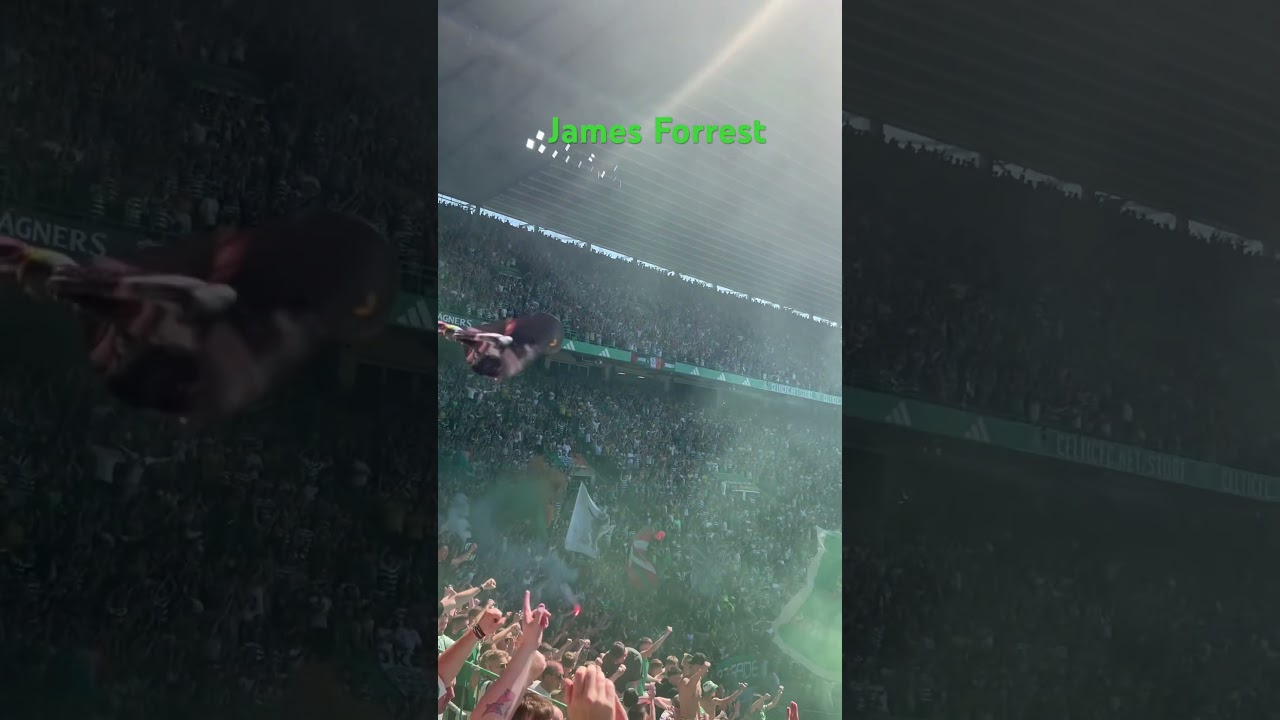 Celtic fans celebrate James Forrest scoring for the 16th season in a row 💚🍀