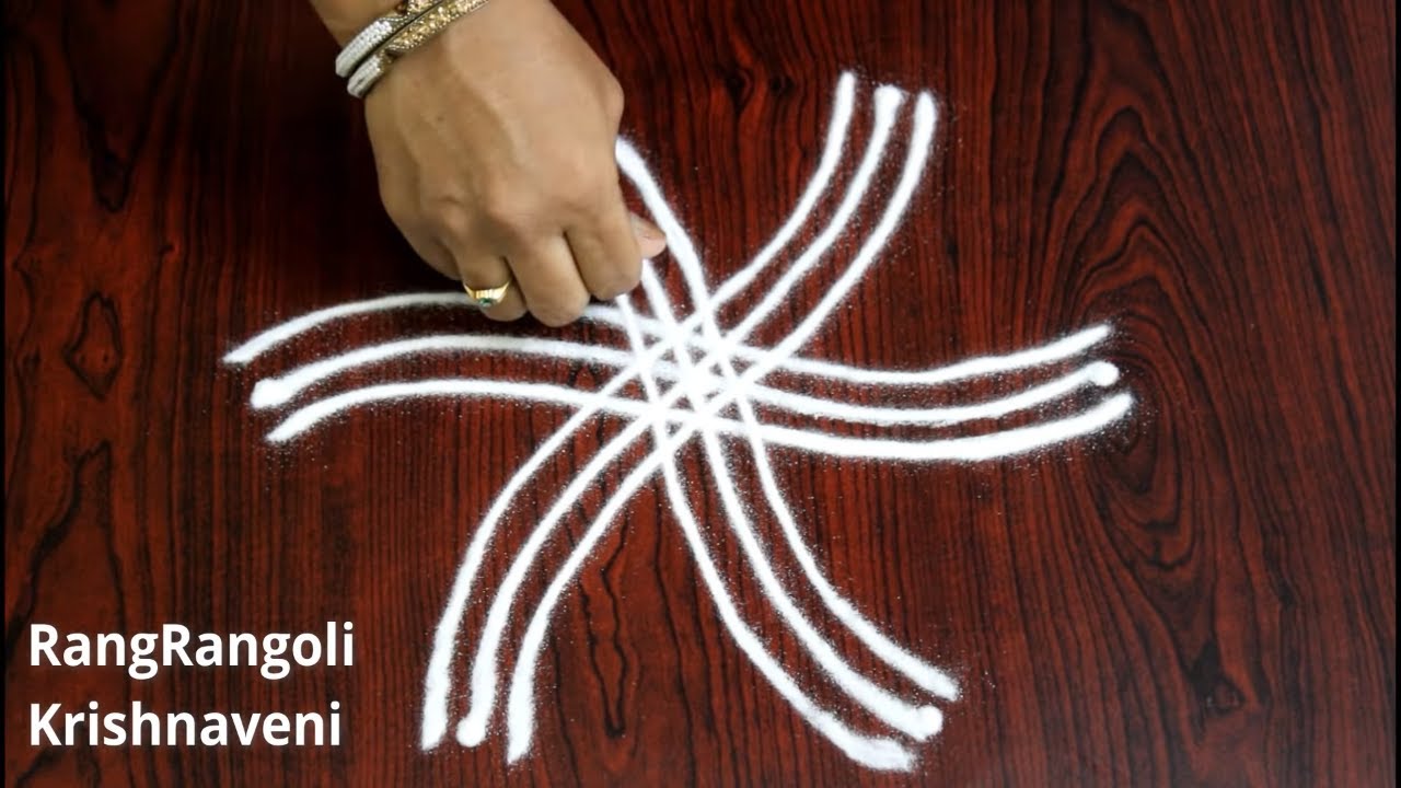 Easy Friday Rangoli with 3*2 dots | Simple 3 Chukkala Muggulu | Small Kolams | RangRangoli