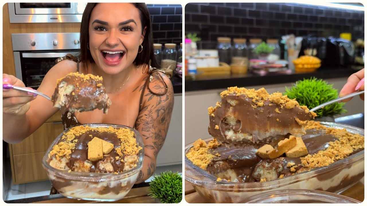 PAVÊ DE PAÇOCA COM CHOCOLATE FICA PERFEITO ✨ rápido e super fácil de fazer 💛