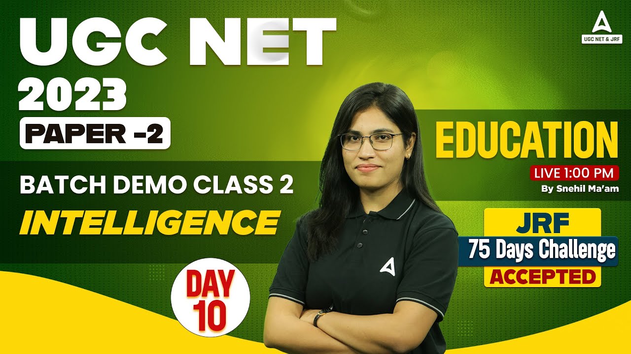 UGC NET Education Paper 2 | UGC NET Unit 5 Batch Demo Class: 2 Intelligence| By Snehil Ma'am